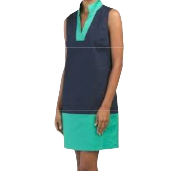 Sail to Sable STS Color-block Blue/green Tunic Dress. XS - Picture 2 of 8